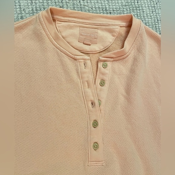 Aerie Cropped Sweatshirt Peach Long Sleeve Pullover - Picture 5 of 9